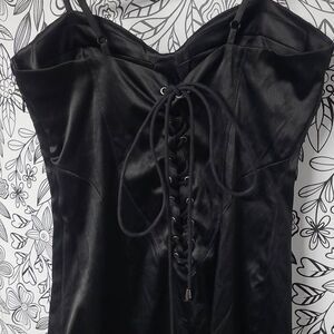 Twenty One sexy glam bodycon black mini dress bejeweled corset core Goth Small